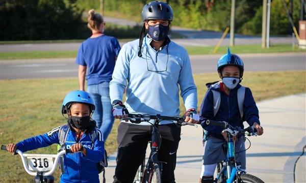 Students walk to school